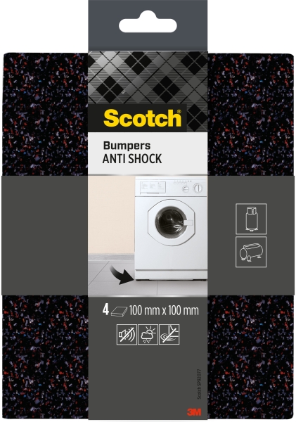Scotch Pack de 4 Almohadillas Protectoras Antichoque - 100x100mm - Color Negro