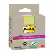 Post-It Super Sticky Pack de 3 Blocs de 70 Notas Adhesivas Recicladas - Forma Cuadrada - 76x76mm - Colores Surtidos