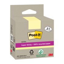 Post-It Super Sticky Pack de 4 Blocs de 70 Notas Adhesivas Recicladas - Forma Cuadrada - 76x76mm - Color Amarillo Claro