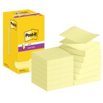 Post-It Super Sticky Pack de 12 Blocs de 90 Notas Adhesivas Reposicionables - Forma Cuadrada - 76x76mm - en Zig-Zag - Color Amarillo Claro