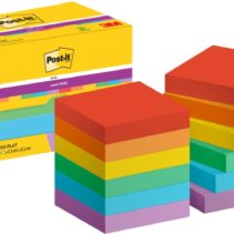 Post-It Super Sticky Pack de 12 Blocs de 90 Notas Adhesivas Reposicionables - Forma Cuadrada - 47.6x47.6mm - Colores Surtidos