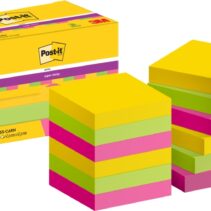 Post-It Super Sticky Pack de 12 Blocs de 90 Notas Adhesivas Reposicionables - Forma Cuadrada - 47.6x47.6mm - Colores Surtidos