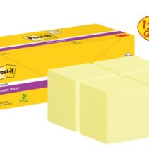 Post-It Super Sticky Pack de 24 Blocs de 90 Notas Adhesivas Reposicionables - 76x76mm - Promocion 12 Blocs + 12 Gratis - Color Amarillo Claro