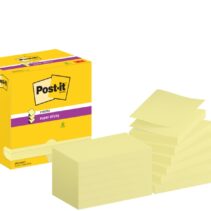 Post-It Super Sticky Pack de 12 Blocs de 90 Notas Adhesivas Reposicionables - Forma Rectangular - 76x127mm - en Zig-Zag - Color Amarillo Claro