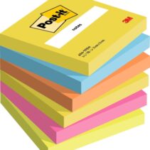 Post-It Pack de 6 Blocs de 100 Notas Adhesivas Reposicionables - Forma Cuadrada - 76x76mm - Colores Surtidos