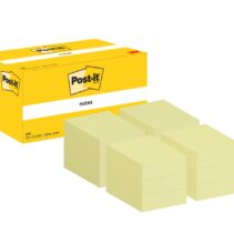 Post-It Pack de 12 Blocs de 100 Notas Adhesivas Reposicionables - Forma Rectangular - 38x51mm - Color Amarillo Claro