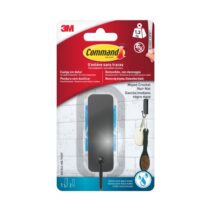 Command Gancho Medianos para Aseo - 2 Tiras Adhesivas - Resistente al Agua - Soporta hasta 1.3kg - Color Negro Mate