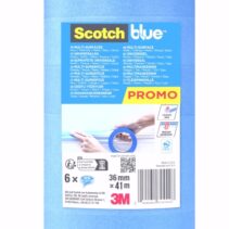 Scotchblue Pack de 6 Cintas de Enmascarar - 36mm x 41m - 100% PEFC - Multisuperficie - Color Azul
