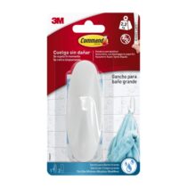 Command Gancho Grande para Aseo - Resistente al Agua - 2 Tiras Adhesivas - Soporta hasta 2.2kg - Color Blanco