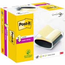 Post-It Super Sticky Dispensador con Bloc de 90 Z-Notas Adhesivas - Dispensador Pro - Forma Cuadrada - 76x76mm - Color Negro
