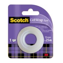Scotch Giftwrap Cinta Adhesiva Satinada - Recambio - 19mm x 25m - Especial para Envolver Regalos - Color Blanco