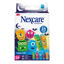 Nexcare Happy Kids Monsters Pack de 20 Apositos Surtidos - Transpirables - para Pieles Delicadas - Color Estampado Infantil