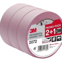 3M Pack de 3 Cintas de Enmascarar para Superficies Delicadas - 36mm x 50m - Promocion 2 + 1 Gratis - Color Rosa