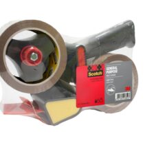 Scotch Dispensador de Precinto - Bajo Nivel de Ruido - Mango de Pistola - Incluye 2 Rollos de 50mm x 66m - Color Marron