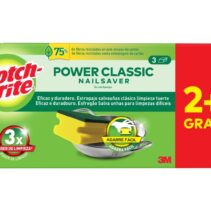 Scotch-Brite Classic Pack de 3 Estropajos de Cocina - Proteccion para los Dedos - Promocion 2 + 1 Gratis - Color Amarillo
