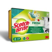 Scotch-Brite Fresh Pack de 2 Estropajos de Cocina - Proteccion para los Dedos - Color Amarillo