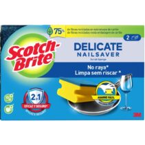 Scotch-Brite Delicate Pack de 2 Estropajos de Cocina - Proteccion para los Dedos - No Raya - Color Amarillo