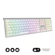 Subblim Teclado Inalambrico Master - Bluetooth y 2.4G - Iluminado - Teclas Ergonomicas de Bajo Perfil - Color Blanco Plata