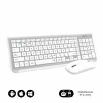 Subblim Combo Dual Prestige - Teclado y Raton Inalambricos - Bluetooth y 2.4G - Funcionamiento Silencioso - Color Blanco Plata