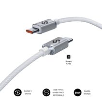 Subblim Cable Optimus USB-C - 60W - Nylon Trenzado - 480Mbps - 1 Metro - Color Blanco