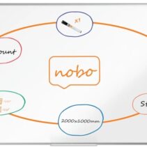Nobo Premium Plus Pizarra Magnetica de Acero Vitrificado 2000x1000mm - Montaje en Esquina - Superficie de Borrado Superior - Color Blanco