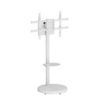 Ewent Soporte de Suelo para TV hasta 86" - Bandeja Auxiliar - Altura Ajustable - Gestion de Cables - VESA Maximo 600x400 - Peso Maximo 50kg - Ruedas para Desplazamiento - 500x500x1340mm - Color Blanco