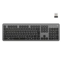 Ewent Teclado Inalambrico - Bateria de Litio Recargable de 300mAh - Disposicion Eslovena QWERTZ SI - Retroiluminacion - Teclas de Bajo Perfil y Silenciosas - Color Negro/Gris
