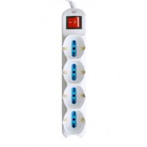 Ewent Regleta con 12 Tomas - 8 Tomas L + 4 Tomas L/F (Schuko) - Interruptor On/Off - Proteccion contra Sobretensiones - Proteccion Infantil - Cable de 1.5m - Color Blanco