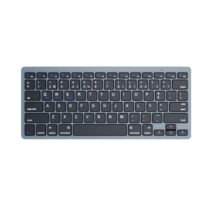 Ewent Teclado de Viaje - Modo Ahorro de Energia - Bluetooth 3.0 - Disposicion Portuguesa QWERTY PT - 2x Bateria AAA (Incluida) - 18 Teclas Multimedia - Color Negro/Gris