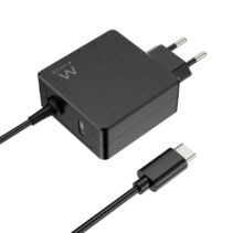 Ewent Cargador de Pared USB-C de 65W - Power Delivery - USB-A Extra - Cable de 1.5m - Proteccion Electrica - Color Negro