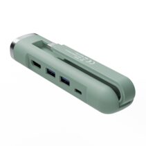 Ewent Hub USB-C 5 en 1 - 1x RJ45 - 1x HDMI 4K - 1x USB-C - 2x USB-A - hasta 1000Mbps - Color Verde Pastel