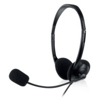 Ewent Auriculares Estereo - Microfono Integrado - 2x Jack de 3.5mm - Cable de 2.1m - Color Negro