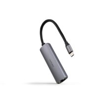 Nanocable Adaptador de Red USB-C a Ethernet Gigabit 10/100/1000 Mbps - USB-C 100W - Aluminio - 18cm - Color Gris