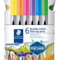 Staedtler 3200 Pack de 6 Rotuladores de Doble Punta - Resistente a la Presion - Colores Neon Surtidos