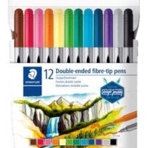 Staedtler 3200 Pack de 12 Rotuladores de Doble Punta - Resistente a la Presion - Colores Surtidos