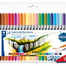 Staedtler 3200 Pack de 24 Rotuladores de Doble Punta - Resistente a la Presion - Colores Surtidos