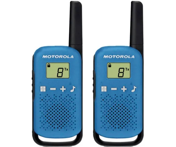 Motorola T42 Pack 2 Walkie Talkies - 16 Canales PMR446 - Alcance hasta 4Km - Autonomia hasta 18h - Color Azul