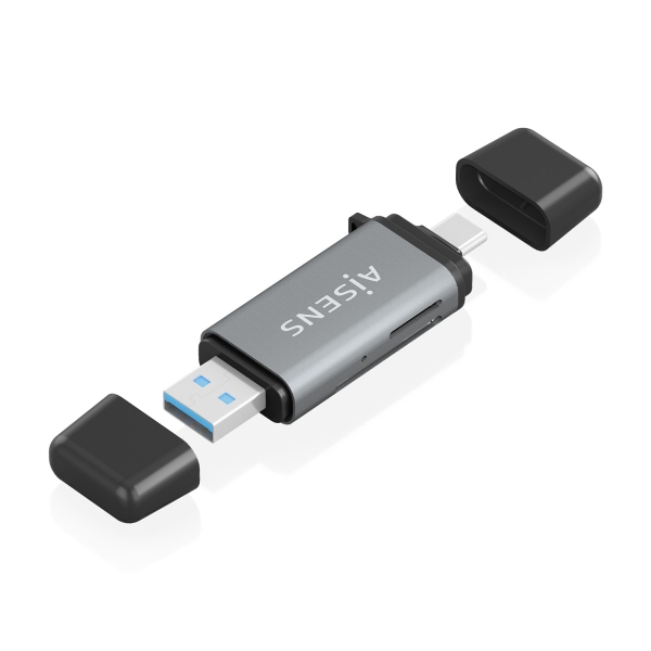 Aisens Lector de Tarjetas USB-A y USB-C 3.1 Gen1 - Compatible con SD