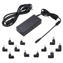 Ewent Cargador Universal para Portatil de 90W - 11 Clavijas Intercambiables - Automatico - Gestion Inteligente de Corriente - Color Negro