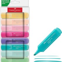 Faber-Castell Textliner 46 Pastel Pack de 8 Marcadores Fluorescentes - Punta Biselada - Trazo entre 1mm y 5mm - Tinta con Base de Agua - Colores Surtidos
