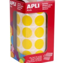Apli Rollo de 1.770 Gomets Redondos Ø 20mm - Adhesivo Permanente con Base de Agua - Libre de Disolventes - Color Amarillo