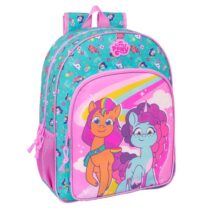 Safta My Little Pony "Magic" Mochila Infantil - Adaptable a Carro - Asa de Mano - Bolsillos Laterales - 33x42x14cm - Color Rosa/Azul