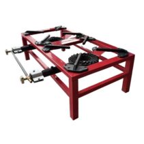Muvip MV0629 Hornillo a Gas Portatil Reforzado - Quemador de Hierro Fundido - Potencia 15kW - Llave de Regulacion de Gas - Compatible con Butano y Propano - 2 Fuegos - Color Rojo