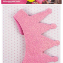 Apli Corona de Goma Eva Rosa con Purpurina - Cable Elastico Ajustable - Personalizable con Formas de Goma Eva