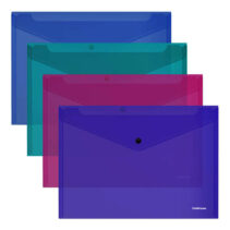 Erichkrause Glossy Vivid Sobre Polipropileno Tamaño А4 - Semitransparente - Cierre de Boton - Colores Surtidos
