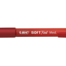 Bic Soft Feel Boligrafo Retractil - Punta Media de 1mm - Cuerpo Translucido con Grip - Color Rojo