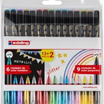 Edding 1200 Metallic and Glitter Pack de 15 Rotuladores - Punta Redonda - Trazo Metallic 1-3mm