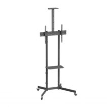 Ewent Soporte de Suelo con Ruedas para Pantallas 37"-70" - Bloqueo de Ruedas - Bandejas - Peso Max 50Kg - VESA 600X400mm - Color Negro