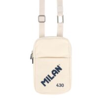 Milan Coleccion 430 Bolso Pequeño Bandolera - Tamaño Bolso 19x2.3x12.8cm - Cierre de Cremallera - Mosqueton de Aluminio - Color Beige