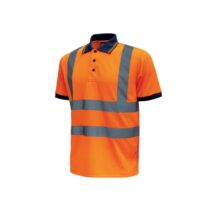 Upower Neon Polo de Manga Corta con Rayas Reflectantes - Talla M - Cuello Tres Botones